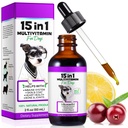 Dog Multivitamin, 15 w 1 Pies Multivitamin płynnych suplementów kropli, Witaminy psów dla zdrowia serca, kości, stawów, skóry i płaszcz, pęcherza, Wsparcie systemu immunologicznego 60ml