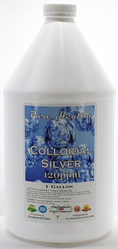 1 Gallon Certified Lab Tested Colloidal Silver 120ppm w non- leeching plastikowe dzbanek + bezpłatna napełniona butelka kroplomierzem przez czyste zniżki zdrowia, źródło można zaufać