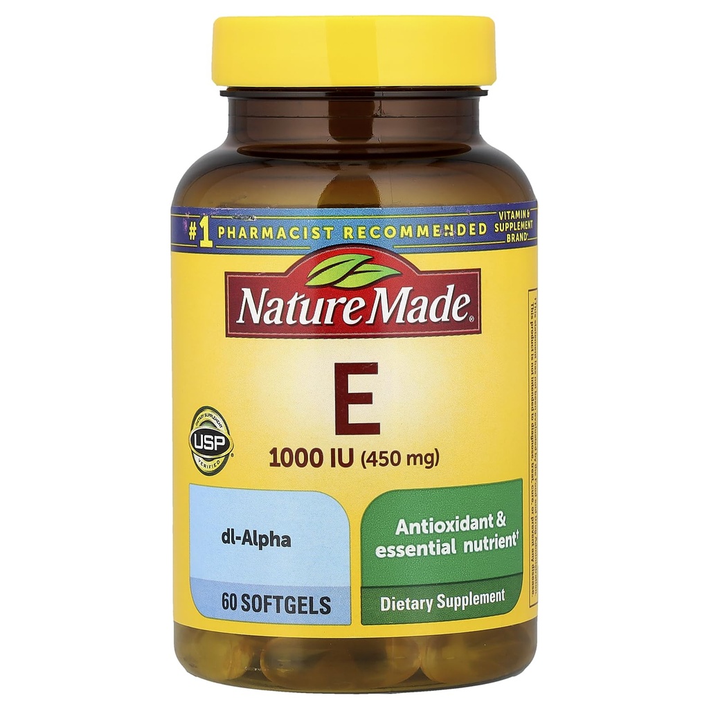 Nature Made Witamina E 1000 IU (dl- Alpha) Softgels 60 Ct