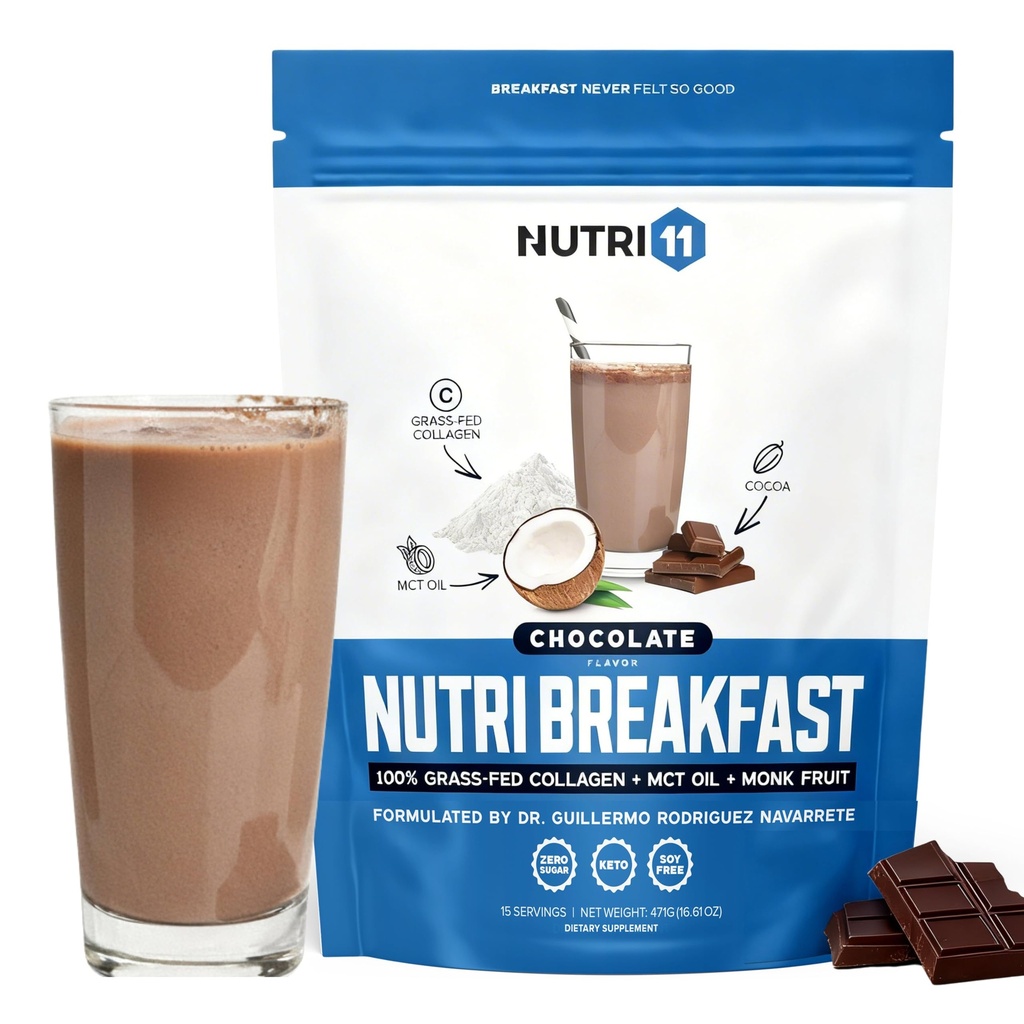 Nutrillermo / Keto Protein Collagen Powder with MCT Oil / MCT Oil Powder / Keto Collagen Peptydes with Grass- Fed Bovine Collagen Type I & III (15.9, Czekolada)