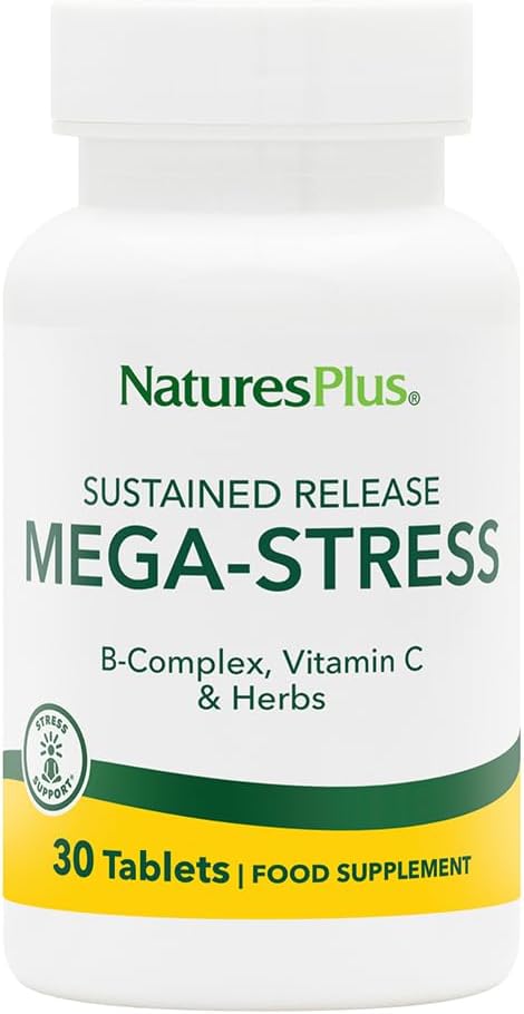 Natury Plus Mega Complex, Trwałe wydanie - 30 Tabletki wegetariańskie - B Complex, Suplement witaminy C, Rumianek i Zioła - Gluten- Free 30 Słupki