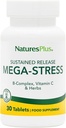 Natury Plus Mega Complex, Trwałe wydanie - 30 Tabletki wegetariańskie - B Complex, Suplement witaminy C, Rumianek i Zioła - Gluten- Free 30 Słupki