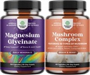 Paleta Magnezu Glicynian Kapsułki Mineral and Nootropic Brain Focus Mushroom - Wsparcie immunologiczne dla zdrowia kości Mood Support - 10X Mieszanka grzybów dla równowagi cukrowej i psychicznego Focus