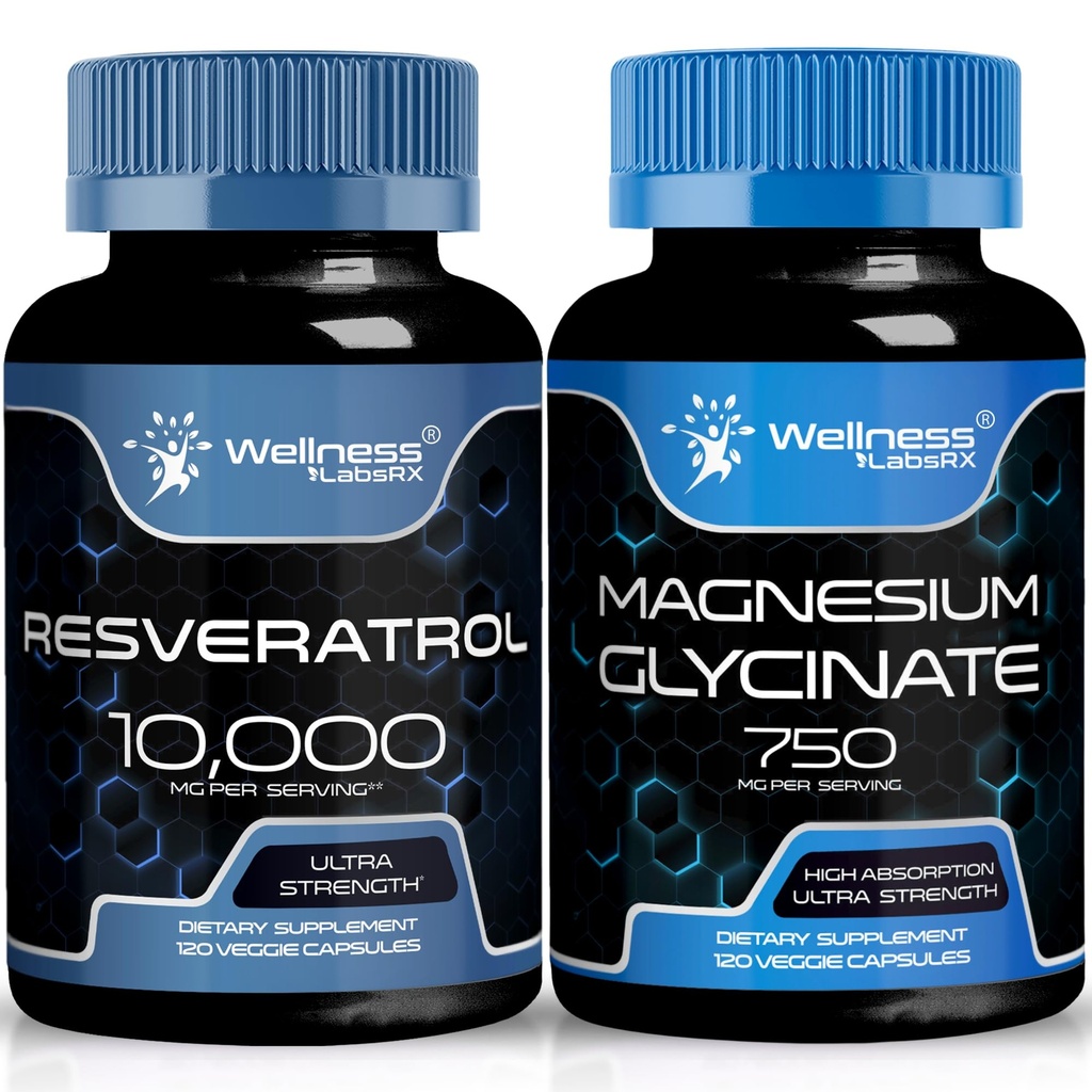 WELLNESS LABSRX Resveratrol kapsułki 10000 - Magnezu Glicynian kapsułki