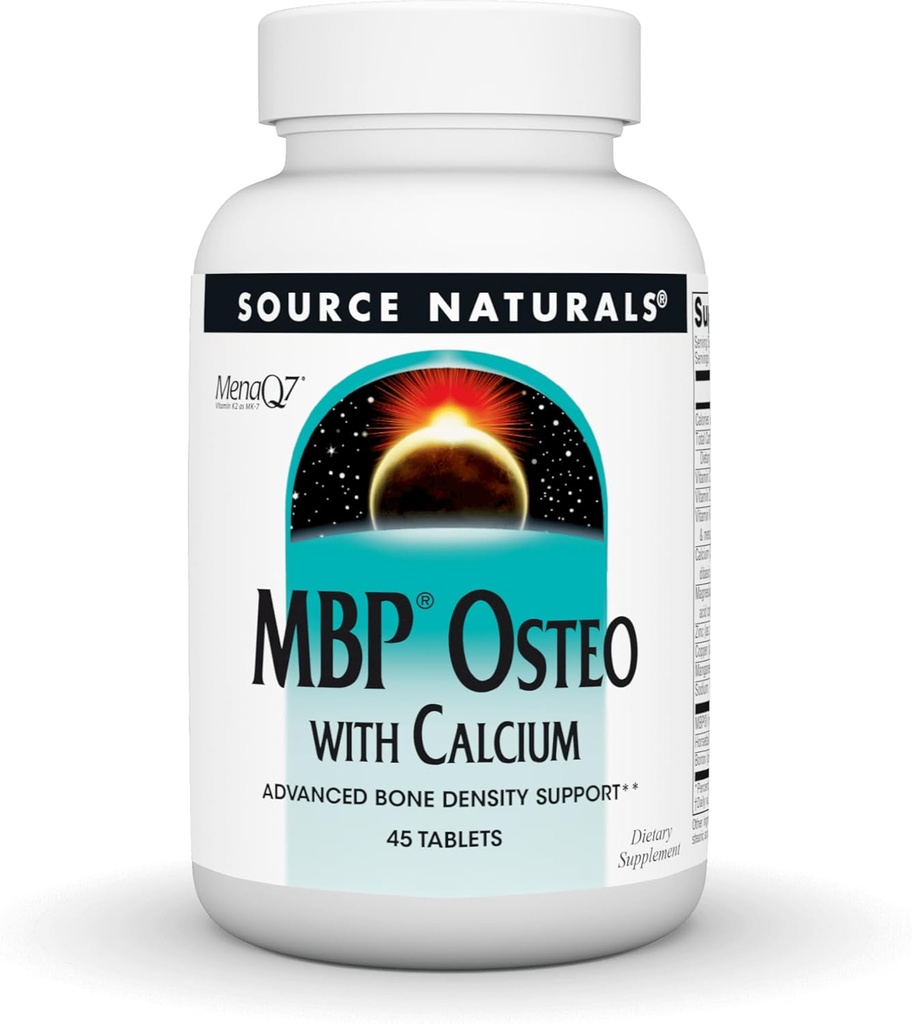 Źródło Naturals MBP Osteo z wapniem, zaawansowane wsparcie gęstości kości *, 45 tabletek