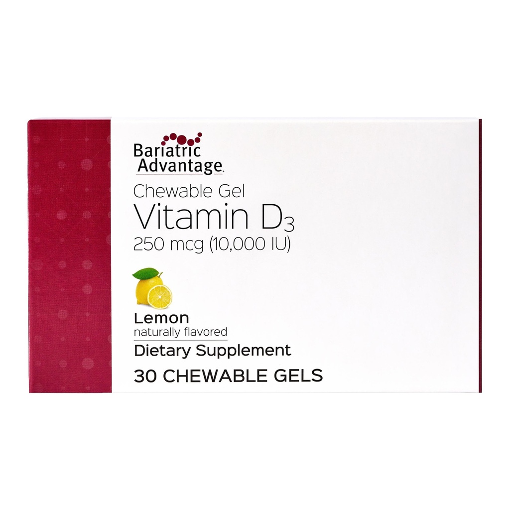 Bariatric Advantage Witamina D Gels 10 000 IU - Witamina D3 Żelki do żucia - Wsparcie dla zdrowia kości * - dla Pacjentów w podeszłym wieku - Good Flavor Vitamin - Łatwy w użyciu - 30 Liczenie