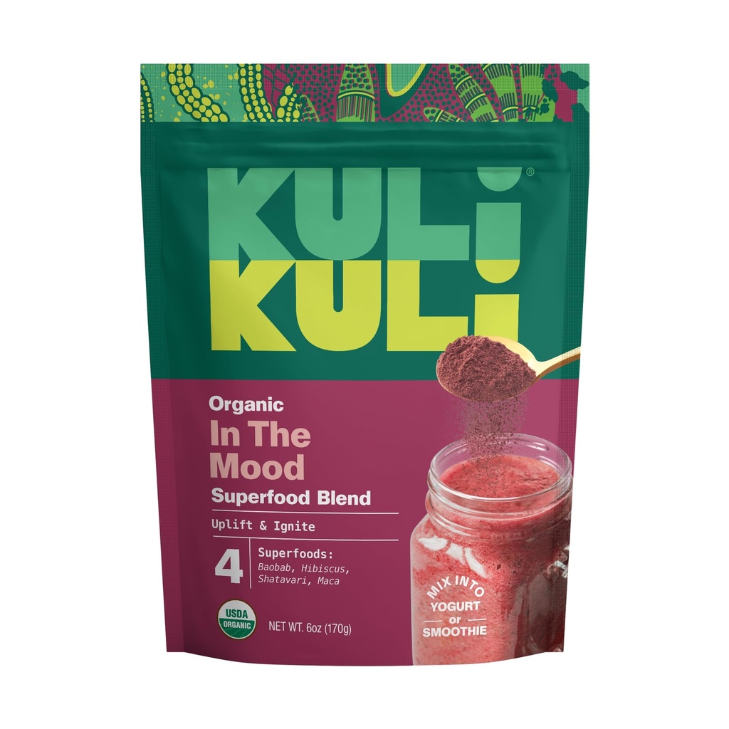 Kuli Kuli Mood Magic 6 oz Organic Uplifting Superfood Proszek - Potężny Mieszanka Maca, Baobab, Hibiscus i Cynamon - Superfood mieszanki proszku dla Mood, Redukcja stresu, Funkcje kognitywne