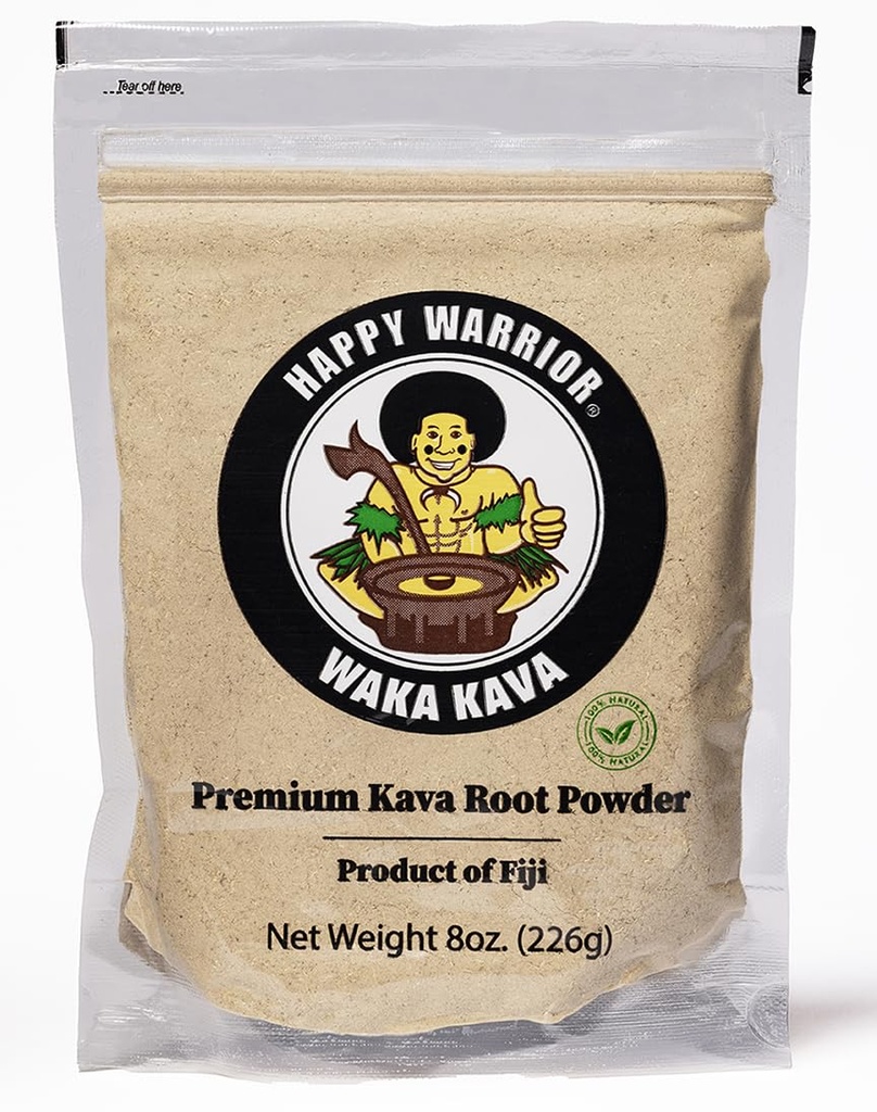 Szczęśliwy wojownik Kava Powder - Premium Noble Waka Kava z Fidżi - 8 oz