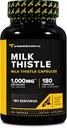 Primaforce Milk Thistle 180 Kapsułki 1000mg ekwiwalent - Gluten Free, Nie-GMO Suplement diety, od 250mg 4: 1 Wyciąg