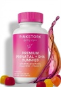 Pink Stork Premium Prenatal Gumy Witaminy z DHA, Folate i Witamina D - Multivitamina i Mieszanka odżywcza dla rurki neuralnej i rozwoju mózgu płodu - Ciąża Must Haves - 60 Gummies wegańskie