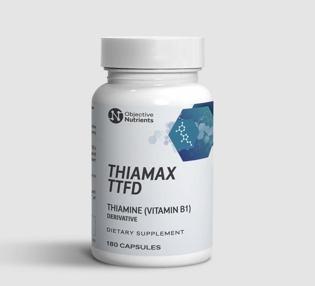 Tiamax Witamina B1 (Tiamina TTFD), Oryginał, Nie Toksyczne Fillery, Wspiera metabolizm energii, Wysoka dawka, Przetestowane strony trzecie, Wszystkie aktywne składniki 100mg, 180 Liczba