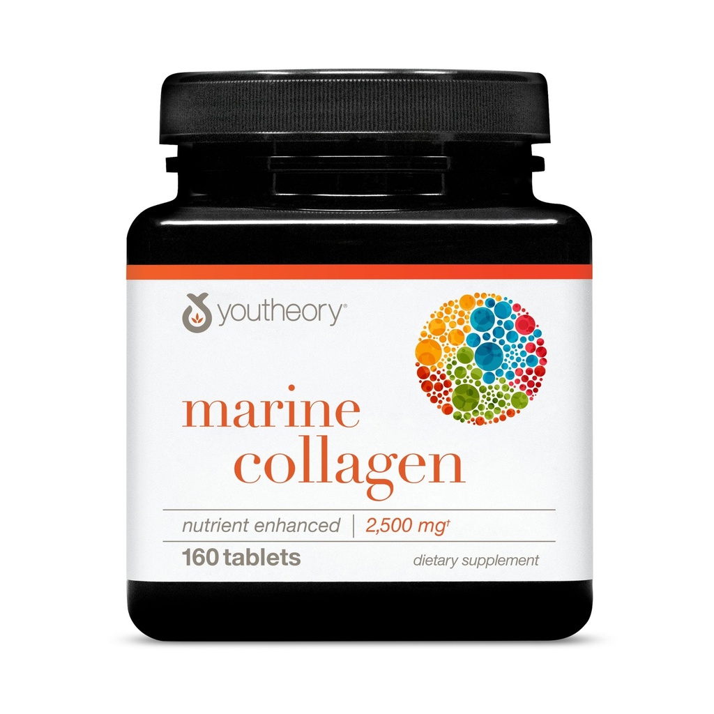 Yoytheory Marine Collagen Tablets - 2500 mg Fish- Sourced Collagen Peptides- with Vitamin A, C, E, B6 & B12 - Supports Joint & Nail Health * - Highly Absorbable - 160 Tablets (32- Day Supply)