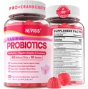 Gumie probiotyczne pochwy dla kobiet równowagi PH, Kontrola zapachu z prebiotyki, Żurawiny, D- Mannoza, Promotes Femine Zdrowa Flora pochwy, Trakt moczowy, Yeast, Wsparcie pokarmowe, Sugar Free, 120Cts