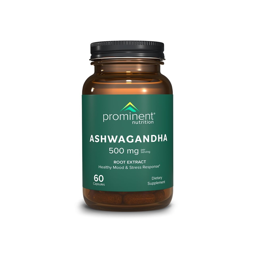 Wybitny suplement diety Ashwagandha - Klinicznie zbadany Shagandha Root Extract for Healthy Mood & Stress Support, Standaryzowane do 2,5% Withanolides, 500 mg, 60 Kapsułki wegetariańskie - 1 opakowanie