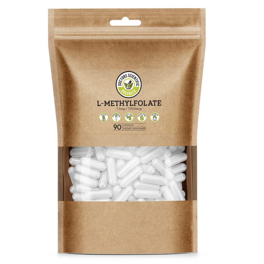 DSO L Metylofolat 7,5 mg (5 MTHF Supplement) - 90 Kapsułek wegańskich (7,5 mg) - Aktywny L Metylu Folate Supplement for Homocysteina Control - Witamina kwasu foliowego - Ekologiczne opakowanie