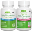 Triple Magnezu Complex + Super B12-Complex Energy Bundle, Wysoka absorpcja Chelatynowany Glicynian, Taurate & Cytrate Magnez + Wysoka absorpcja Podjęzykowy B12, Wegan, przez Igennus