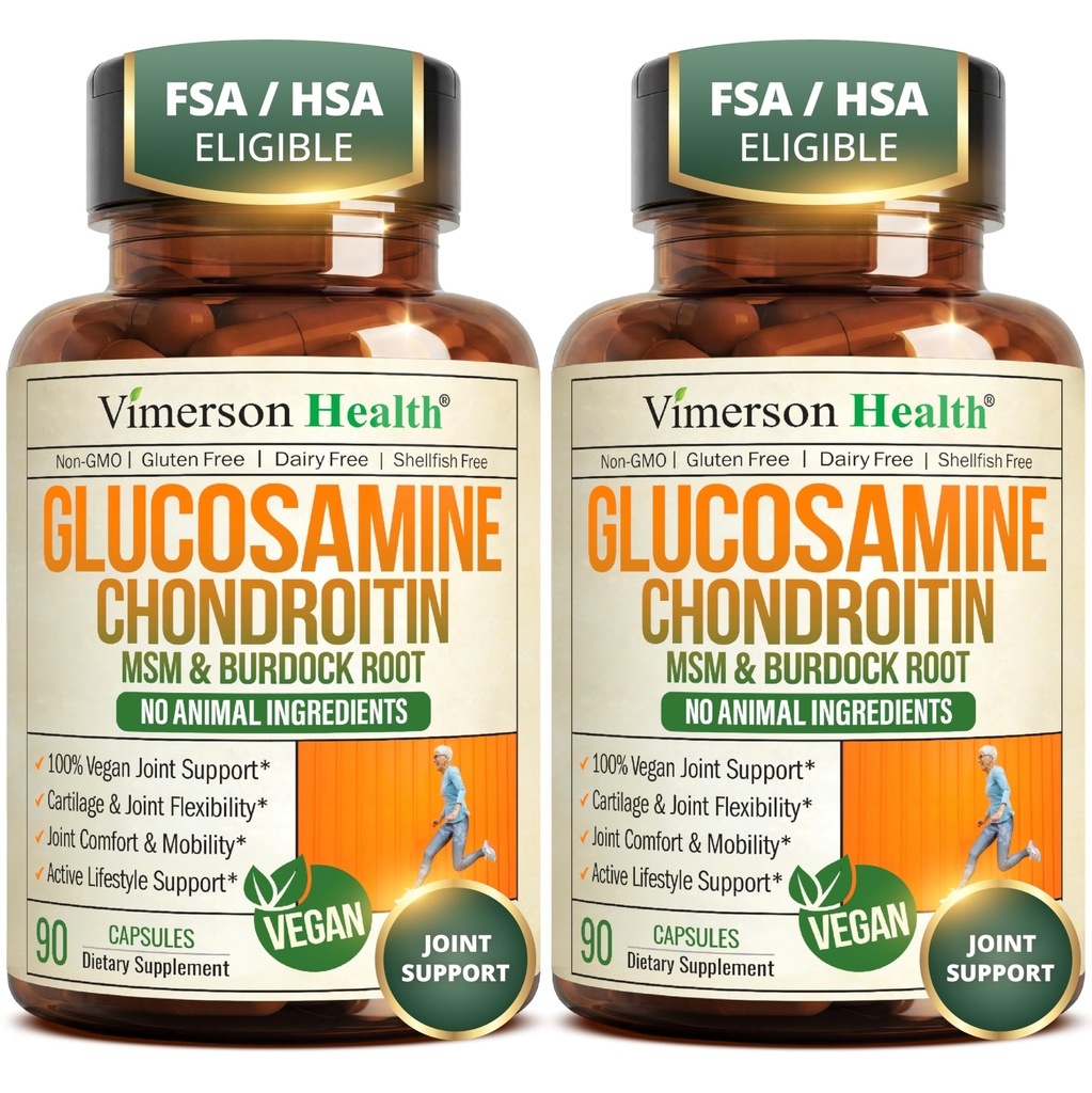 Glukozamina Chondroitin MSM - Joint Support Supplement for Women and Men with Glucozamine Sufate 1500 mg, Chondroitin and MSM - for Cartilage, Joint Health and Flexibility - 2 Pack, Vegan