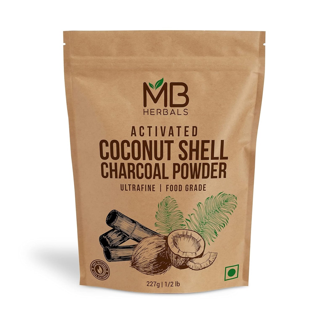MB Herbals Activated Charcoal Powder from Coconut Shell 8 oz (227 Gram / 0.5 LB)