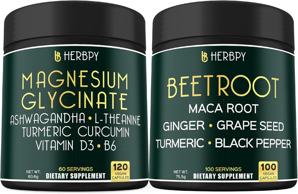 Paleta 6in1 Magnezu Glycinate Supplement & 6in1 Buka Korzeń kapsułki