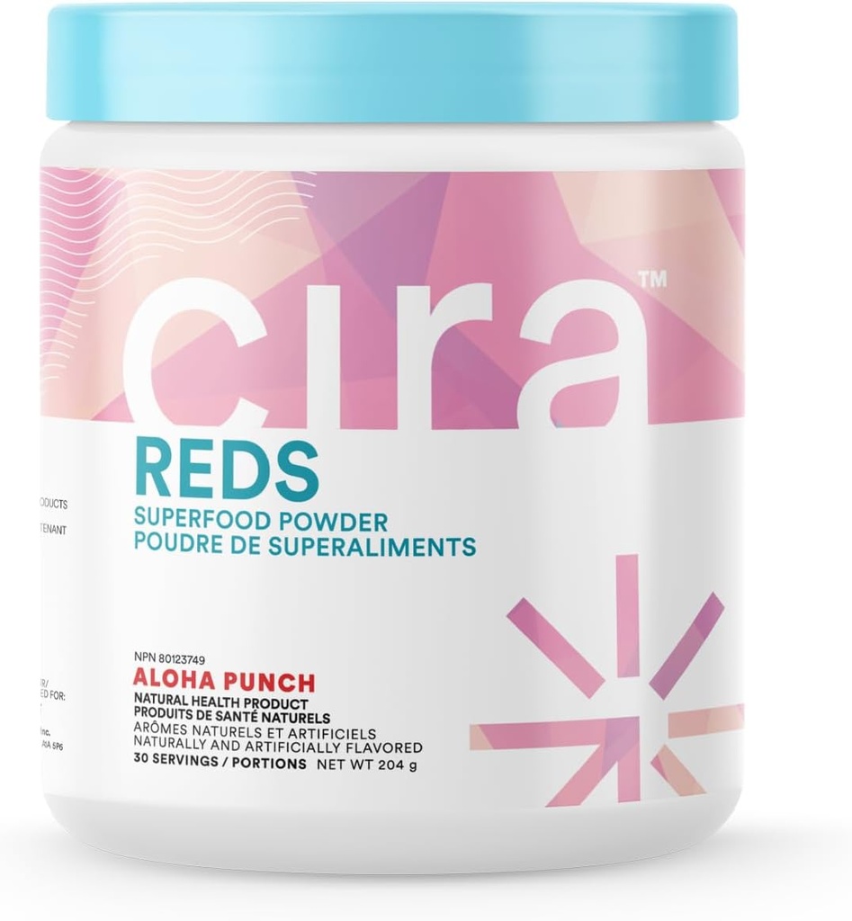 Cira Glow- Getter czerwień Superfood Proszek - Przeciwutleniacze i polifenole dla Zwiększonej Energii & Gut Zdrowie - 30 Służenia, Aloha Punch