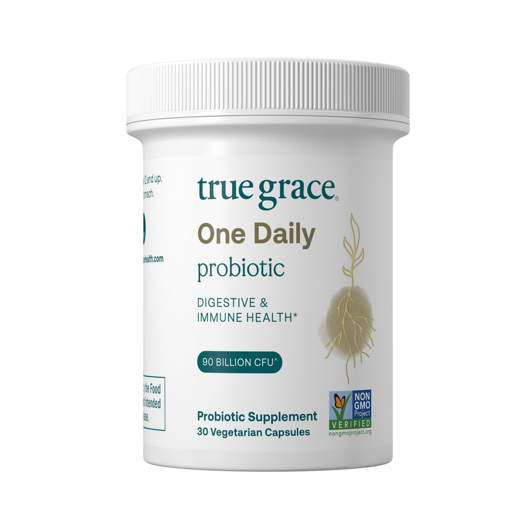True Grace One Daily Probiotic - 30 Kapsułki wegetariańskie - 90 Miliard CFU - Gut, Digestive & Immune Health Support Blend with Prebiotic Fiber - Gluten & Soy Free