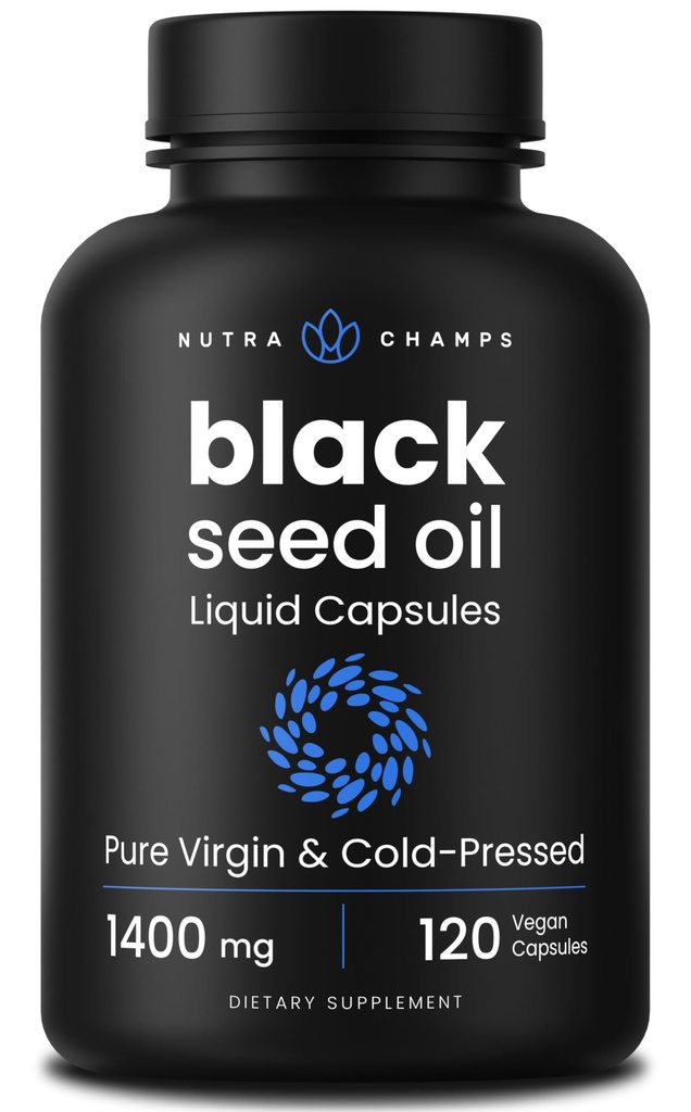 NutraChamps Black Seed Oil Organic Cold Pressed Netherlands 124; 120 Vegan Softgel Netherlands 124; Virgin Nigella Sativa Pigułki z witaminą E & Thymoquinone Nether124; Bogaty w Omega 3 6 9 Bestself 124; Nierafinowany Czarny Kmin Nasienie Kapsułki