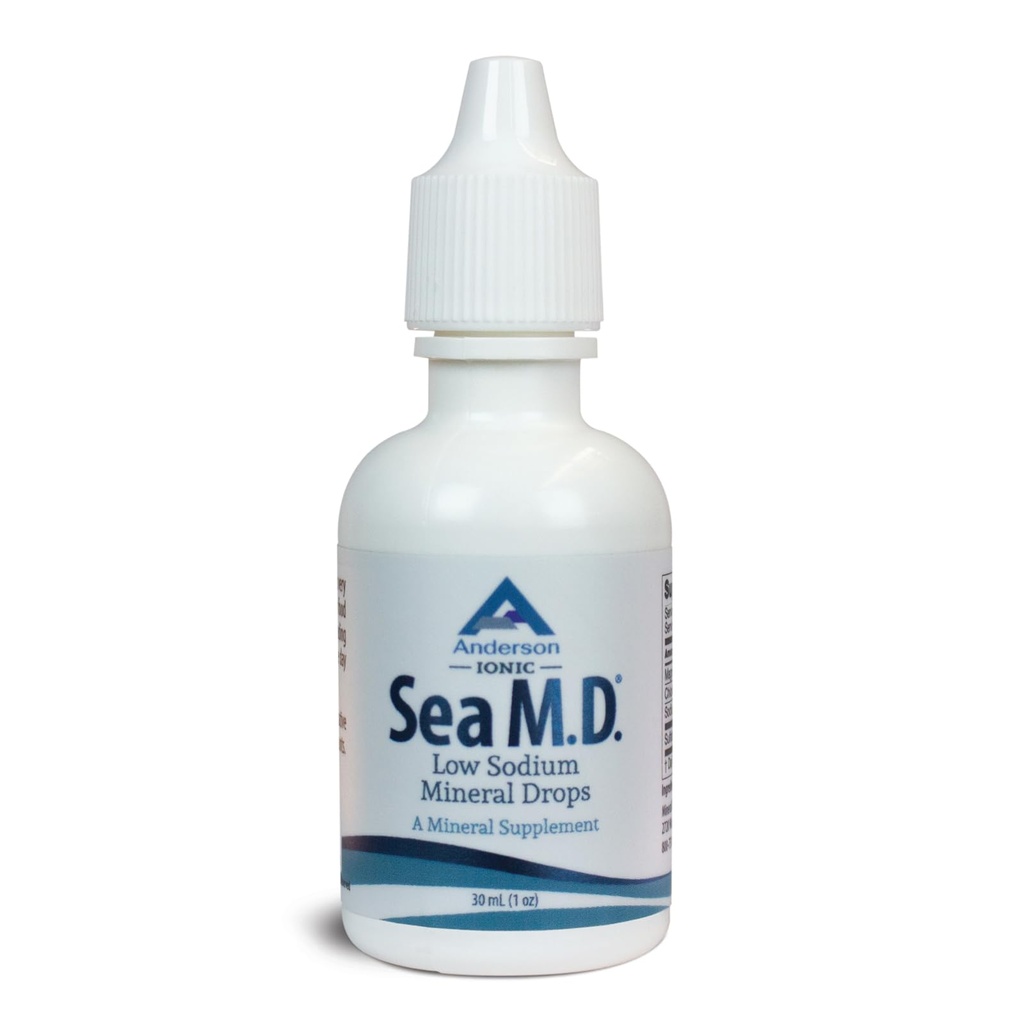 Anderson Sea M.D. Skoncentrowane krople mineralne śladowe, Jonowy suplement magnezowy elektrolitu, Pomoc w skurczach mięśni, Płynny magnez i Ślad Mineralny, Łatwe do podjęcia (1 unce)