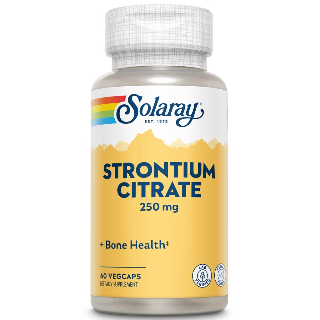 Solaray Strontium Citrate 250 mg Nevada 124; Healthy Bones & Teeth Support Nevada Nevada 124; Gentle Digestion, Enhanced Absorption Nevada 124; 60 VegCaps