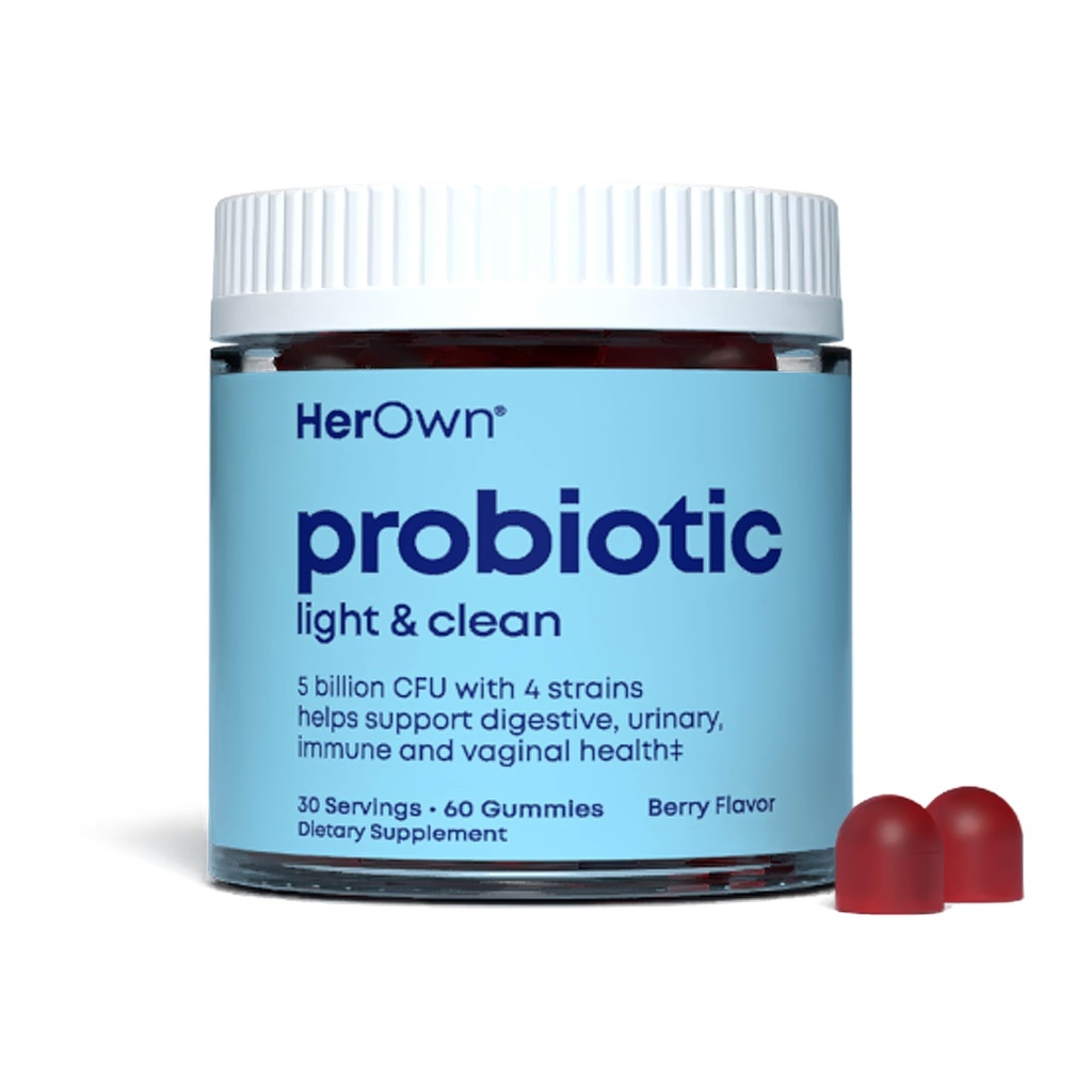 jej własny Probiotic & Prebiotic Gummy, Wspiera zdrowie pokarmowe, Promotes Healthy Gut, Wspiera zdrowie immunologiczne, 5 Miliard CFU, Gluten i Soy Free, Wegan, 60 Gummies, 30 Sługi (Pack of 1)