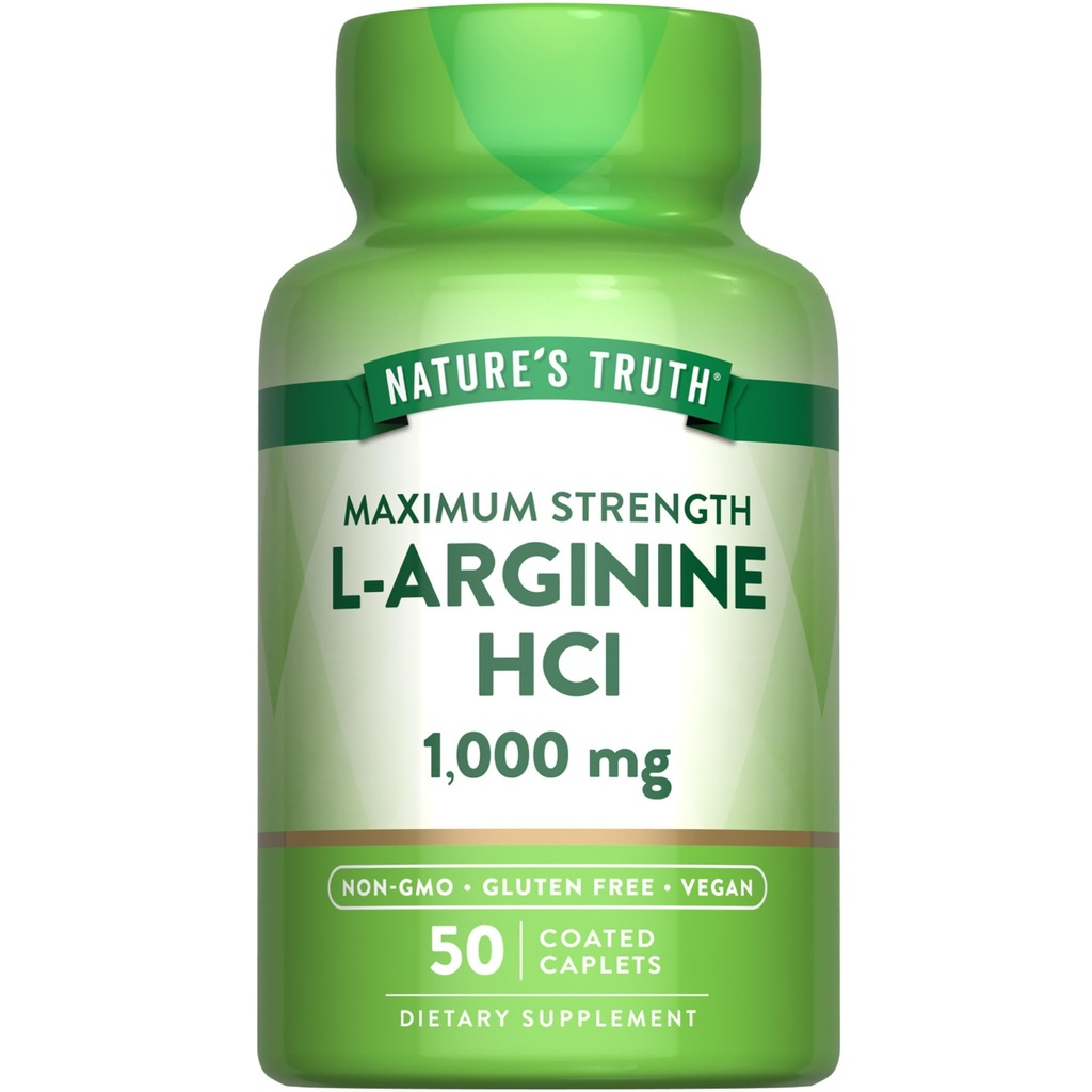 Nature 's Truth L- Arginine HCL 1000mg XI124; 50 Cappets XI124; Essential Amino Acid Supplement XI124; Vegan, Non-GMO & Gluten