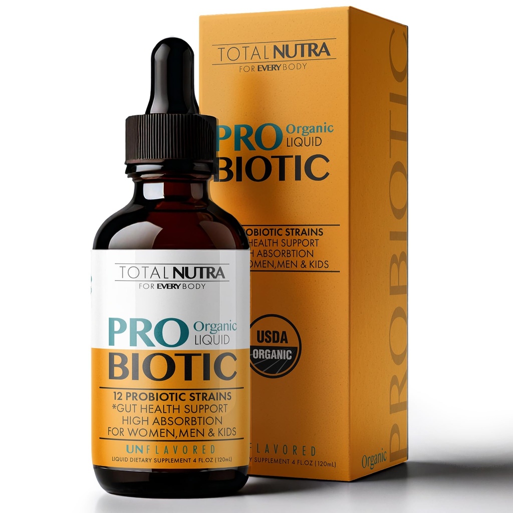 Probiotyk płynny dla kobiet, mężczyzn, dzieci, Toddler Probiotic: USDA Organic Probiotics, Vegan Probiotic Liquid & Alfalfa Blend + Acidophilus for Gut Health, Dairy gluten Sugar Free, Non-GMO Oral Probiotics