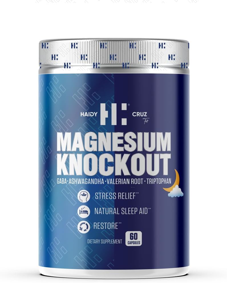 Haidy Cruz Fit Magnezu Citrate - Natural Sleep Aid and Mood Enhancer Supplement - Metabolic Support, Immunity Boost with Ashwagandha Powder (60 kapsułki)