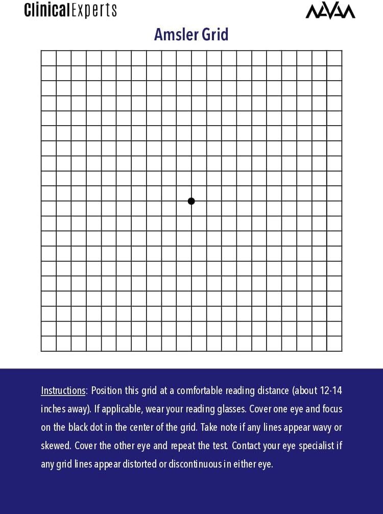 Amsler Eye Grid z Magnetic Back - Codzienne narzędzie przesiewowe wzroku dla pacjentów z miażdżycą plamki i jaskrą przez ekspertów klinicznych (1 opakowanie)