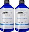 Srebrny płyn koloidalny - 12 PPM Premium Silver Solution, 60 MCG Per Serving, Wszystkie naturalne, wegańskie wsparcie systemu immunologicznego, jonowe srebrnej wody codzienne suplement mineralny (2- 16 Fl oz butelki)