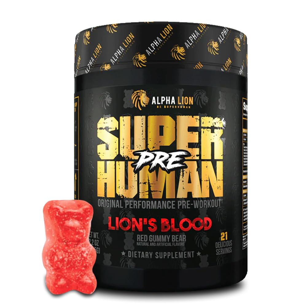 ALPHA LION PreWorkout Powder, Beta Alanine, L- Tauryne & Tri- Source Kofeina dla Trwałej Energii & Focus, Tlenek azotu i Citrulina dla Pompa (21 Słupki, Lew 's Blood Flavor), Opakowanie z 1
