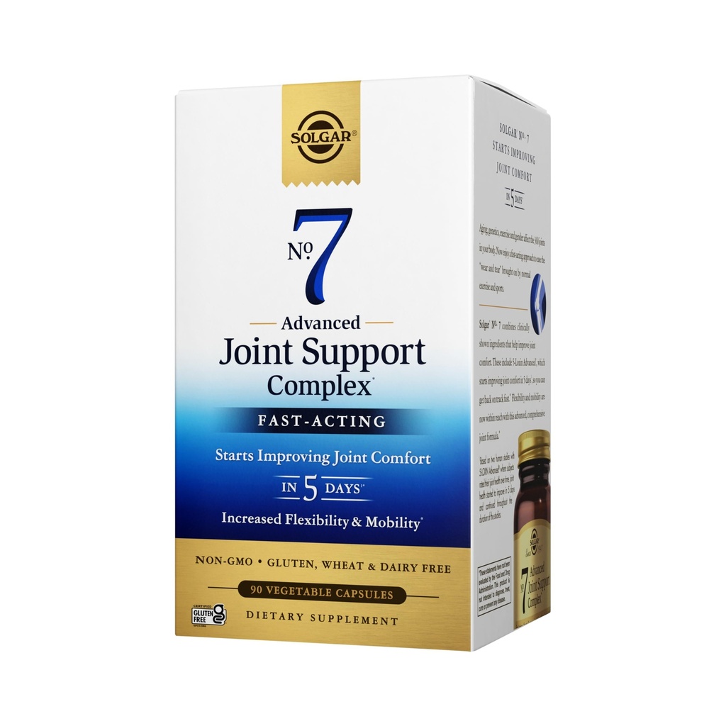 Solgar No. 7 - Joint Support and Comfort - 90 Kapsułki wegetariańskie - Zwiększona mobilność i elastyczność - Gluten- Free, Dairy-Free, Non-GMO - 90 Służenie
