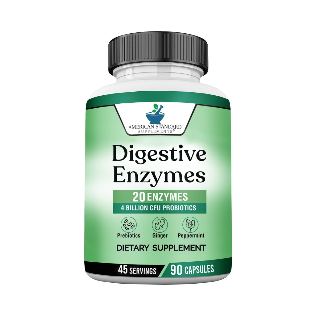 Digestive Enzymes Plus Probiotyki i Prebiotyki, 120 Kapsułki wegetariańskie, Do trawienia z Amylase, Bromelain, Papain, Lipase, Lactase, Protate, Papain, Cellulase, Vegan & Gluten Free, 2 Dostawa miesiąc