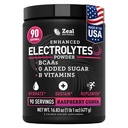 Zeal Naturals Electrolyte Powder Recovery Drink (90 Słupy 124; Malina Guava) w 0 Cukier + BCAA + B- Witaminy Suplement Elektrolitu w Cynk potasu i magnezu do hydrolizy - Keto Electrolytes