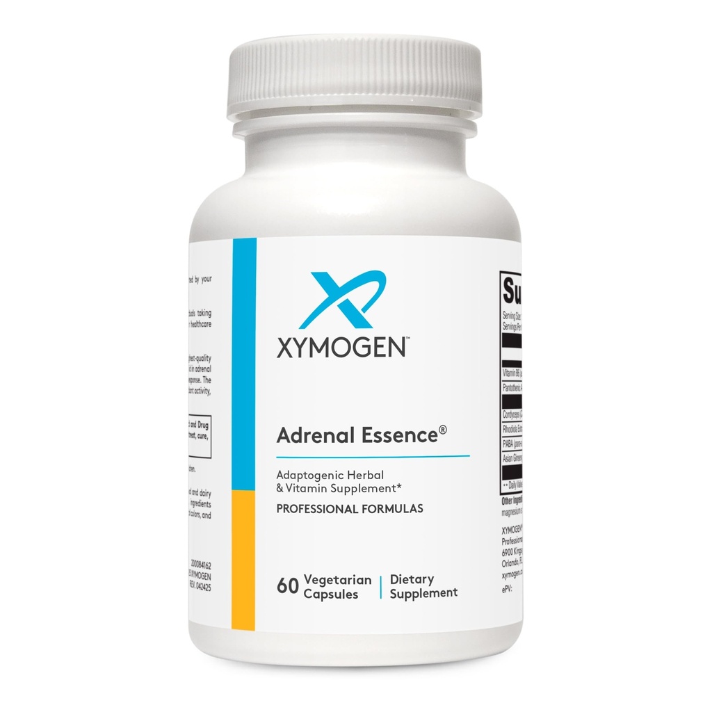 XYMOGEN Esencja nadnerczy - Wsparcie nadnerczy z ziołami adaptacyjnymi (Cordyceps, Rhodiola Extract, Ginseng) + B Witaminy - Pomaga wspierać zdrowe poziomy energii i zdrowe funkcje immunologiczne (60 kapsułki)