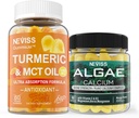 NEVISS Wolne od cukru Kurkuminy Gumy + Morskie Algi Suplement wapnia 600mg, Wysoka Absorpcja, Wegan