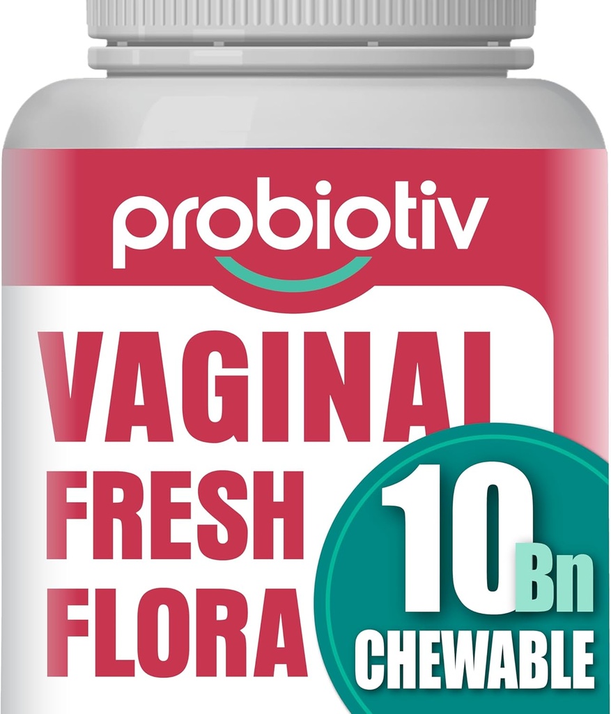 Chewable Vaginal Probiotics for Women 10 Billion CFU + Organic Prebiotics — Supports Vaginal Health, Maintains Vaginal pH Balance & Promotes Feminine Freshness, Strawberry-Flavored Tablets