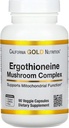 California Gold Nutrition Ergotioneine Mushroom Complex with Organic Maitake, Organic Oyster, Organic Lion 's Mane Mushroom Extracts and L- Ergotioneine, 90 Veggie kapsułki