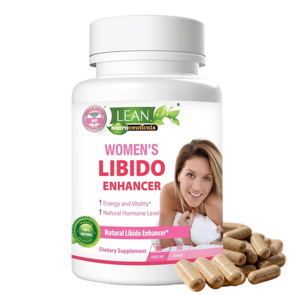 Lean Nutra Libido Booster dla kobiet z Maca Root, Horny Goat Weed, Tongkat Ali, Fenugreek - Naturalna menopauza i wsparcie PMS, Hormon równowagi i suplement energii - 30 Kapsułki wegańskie