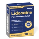 Sumifun 4% Lidokaina Pain Relief Patches - OTC Maksymalna wytrzymałość - Elastyczne i długowieczne, 18- Count Lidocaine Patches for Back, Neck, Muscle, Joint Pain - Unscented Pain Patch