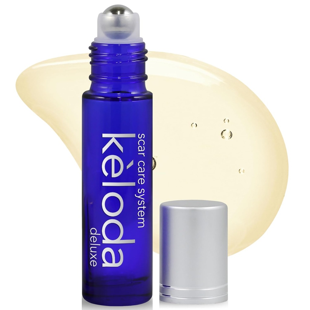 KELODA Deluxe Scar & Keloid Removal Oil & Masager, 0,33 oz 124; Do leczenia blizn chirurgicznych i pieczenia Keleoids, trądzik, Burns 124; Z kokosem, Shea, Turmeric, Lavender, Oleje Helichrysum i witaminy E