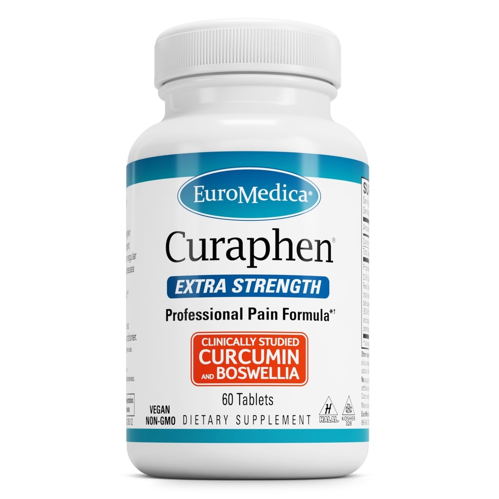 EuroMedica Curaphen Extra Siła - Curcumin & Boswellia Suplement do Zdrowego Obróbki Cyfrowej - Turmeric Suplement do Joints Wsparcie, Zdrowie mięśni i Endorphin Production - 60 Tabletki