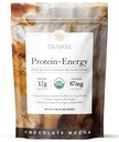 Truvani Protein + Energy Drink Mix z 87mg kofeiny 124; Czekolada Mocha 124; 12g Organic Plant Based Protein 124; 20 Służenia 124; USDA Organic Coffee Powder & Adaptogens X124; Gluten & Dairy Free 124; Wegan