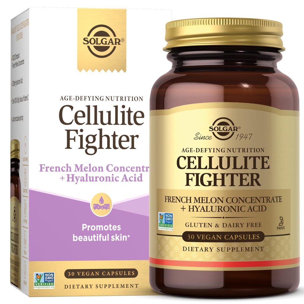 Solgar Cellulite Fighter skóry Witamina i suplement mineralny, Wsparcie gładka skóra z francuskiego koncentratu melona, kwas hialuronowy i suplement witaminy C, Starzenie się defying Nutrition dla kobiet, 30 Służenie