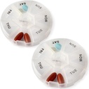 Strona główna Deke - Okrągłe Portable Pill Box (2 Pack), Medicine Planner, Mały 7-dniowy tygodniowy pojemnik podróży, Medycyna, Witamina Holder, Organizator Pillbox, Pill Dispenser, Daily Sorter & Reminder, BPA Free