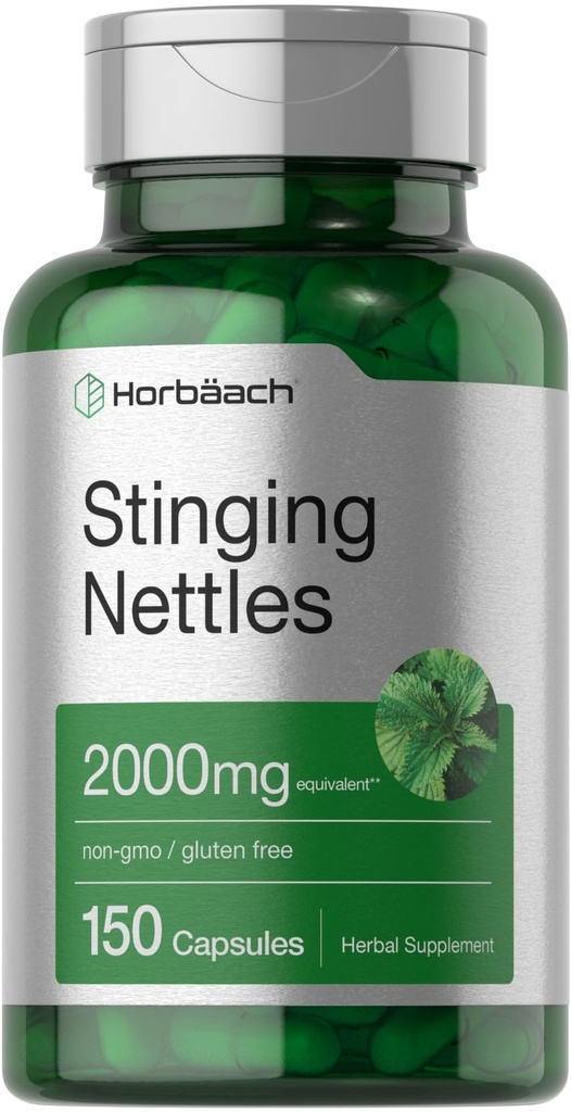Horbäach Stinging Nettle Capsules 2000mg Ximax 124; 150 Count Xion124; Herbal Leaf Extract Supplement Supplement Xion124; Non- GMO, Gluten Free